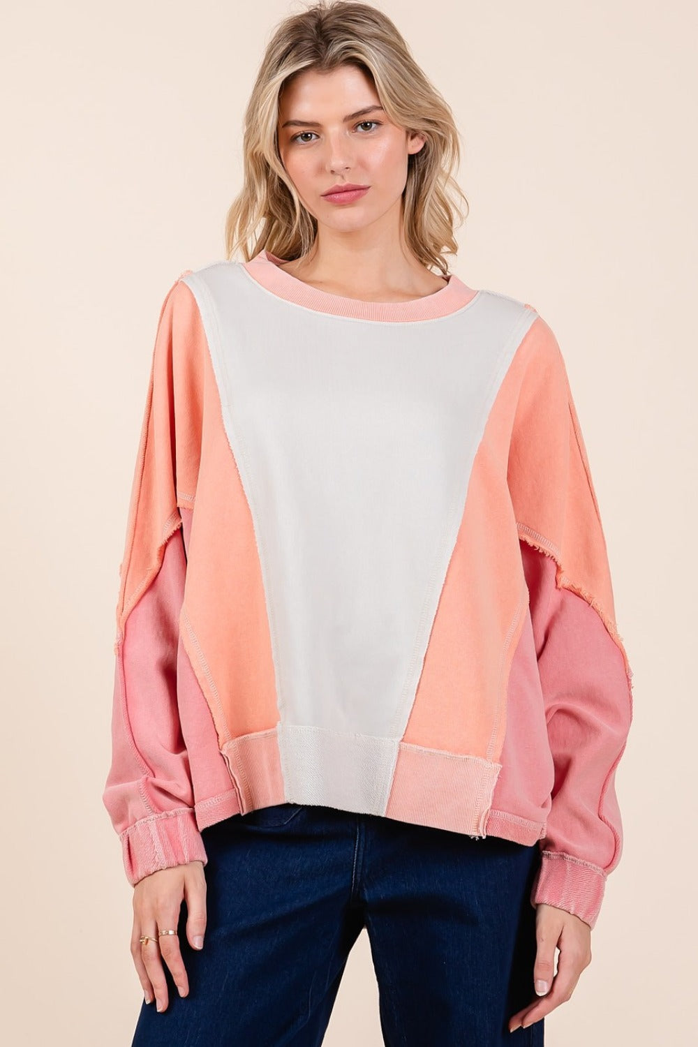 Mittoshop Mineral Wash Color Block Sweatshirt - Charming Charlie