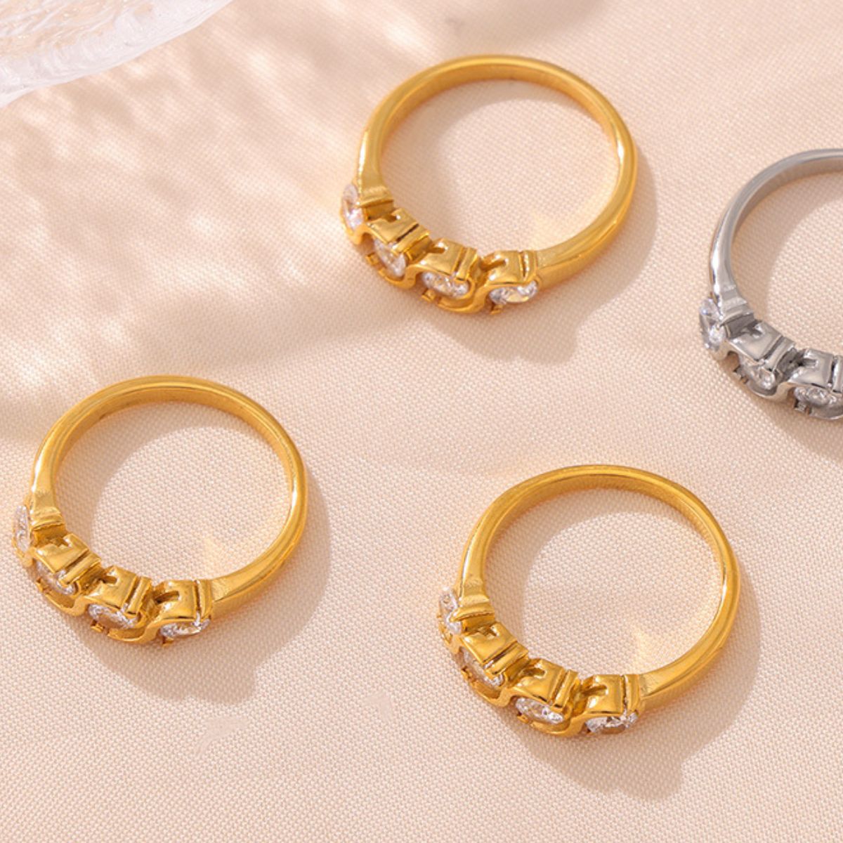 Stainless Steel Inlaid Zircon Ring - Charming Charlie