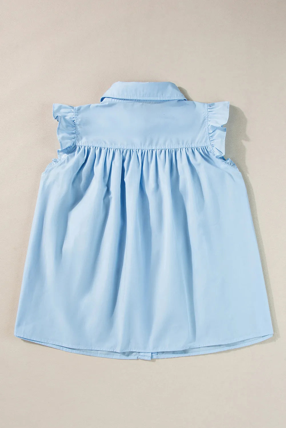 Ruffled Collared Neck Cap Sleeve Shirt - Charming Charlie