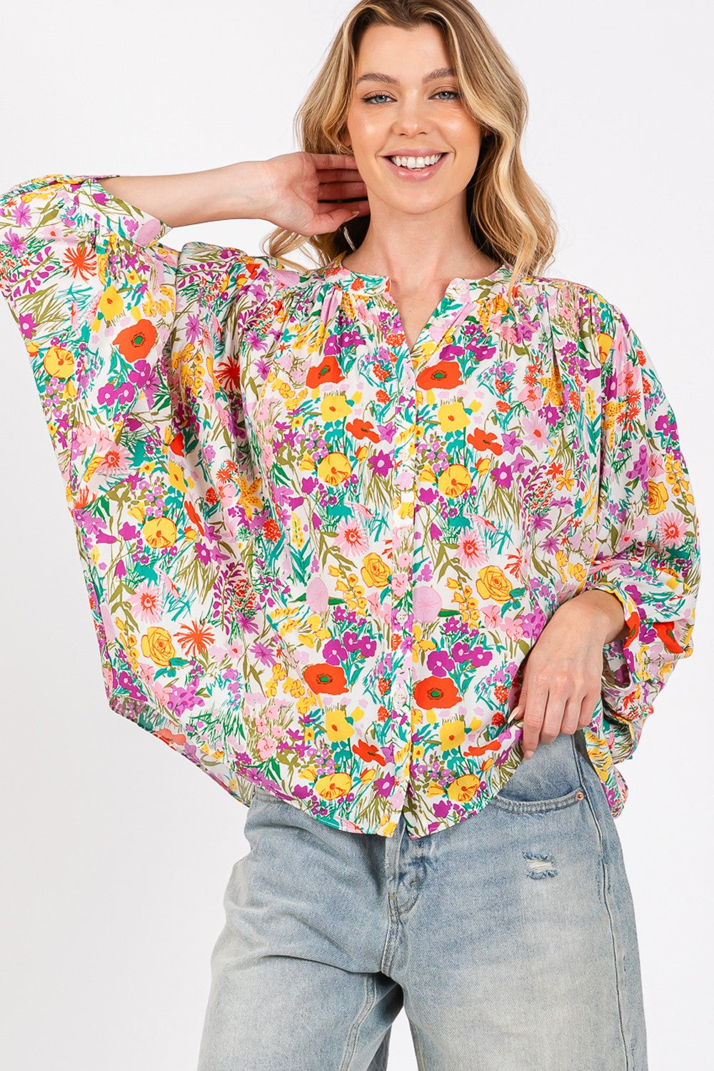 SAGE + FIG Button Down Floral Shirt - Charming Charlie