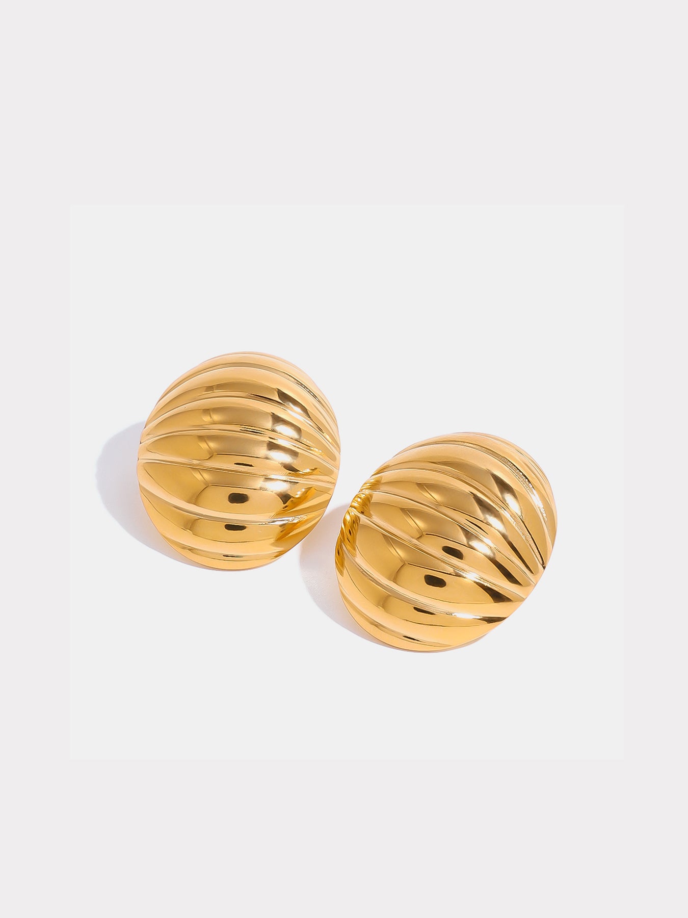 18K Gold-Plated Stainless Steel Ribbed Earrings - Charming Charlie