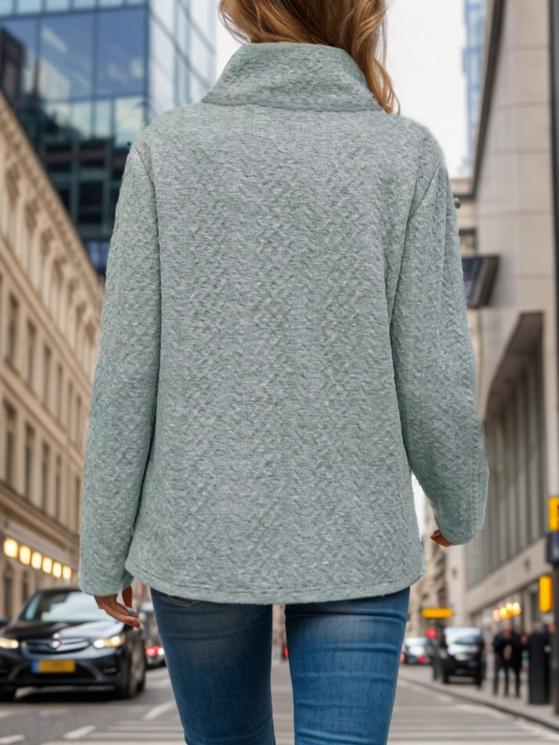 Pocketed Turtleneck Long Sleeve Sweatshirt - Charming Charlie