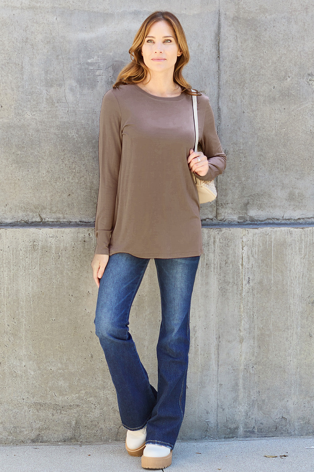 Basic Bae Full Size Round Neck Long Sleeve Top - Charming Charlie