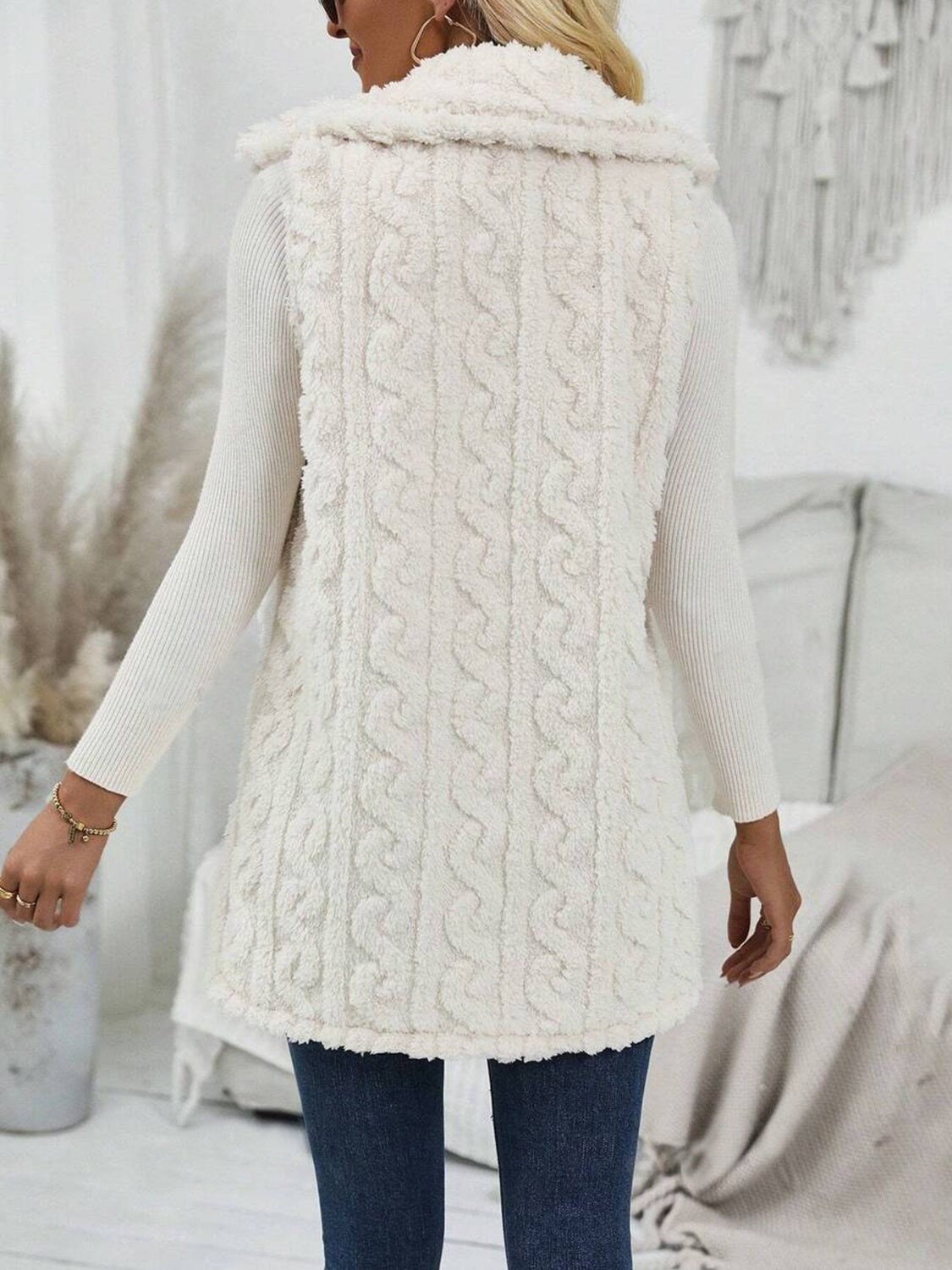 Fuzzy Button Up Vest Coat - Charming Charlie