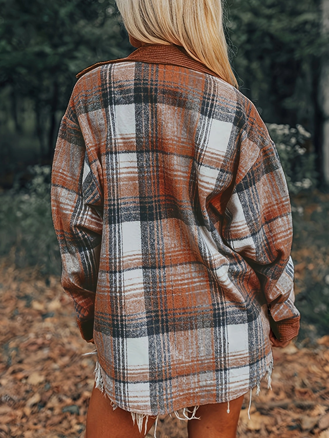 Plaid Collared Neck Button Up Shacket - Charming Charlie