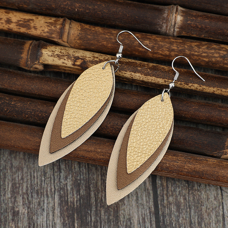 PU Leather Leaf Shape Earrings - Charming Charlie