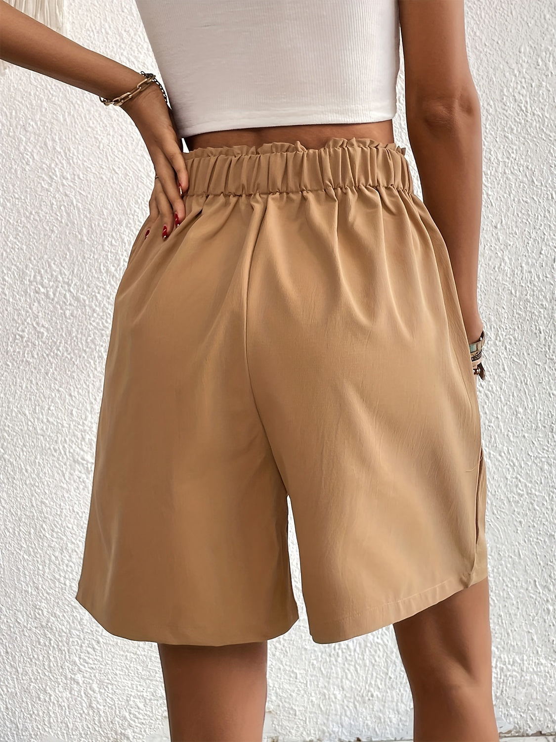 Pocketed Half Elastic Waist Shorts - Charming Charlie