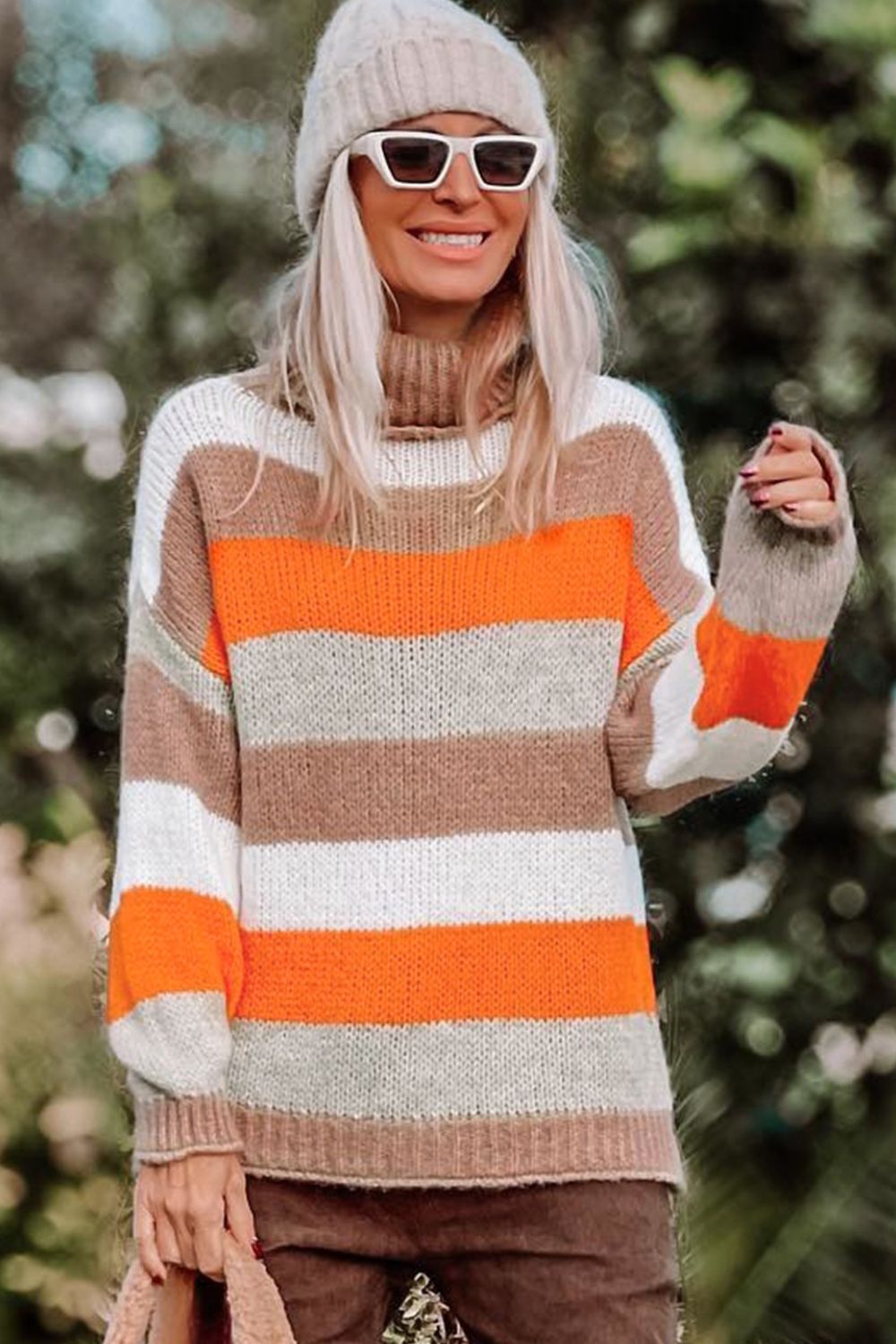 Color Block Drop Shoulder Turtleneck Sweater - Charming Charlie