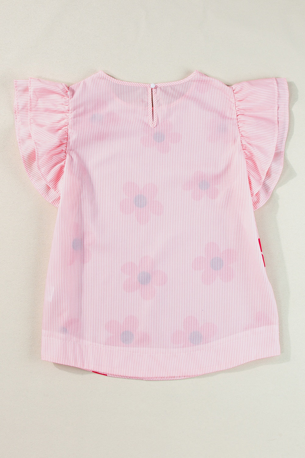 Ruffled Flower Printed Round Neck Cap Sleeve Blouse - Charming Charlie