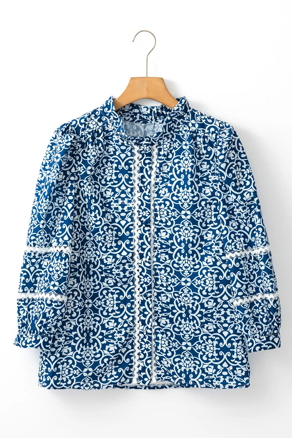 Printed Mock Neck Long Sleeve Blouse - Charming Charlie