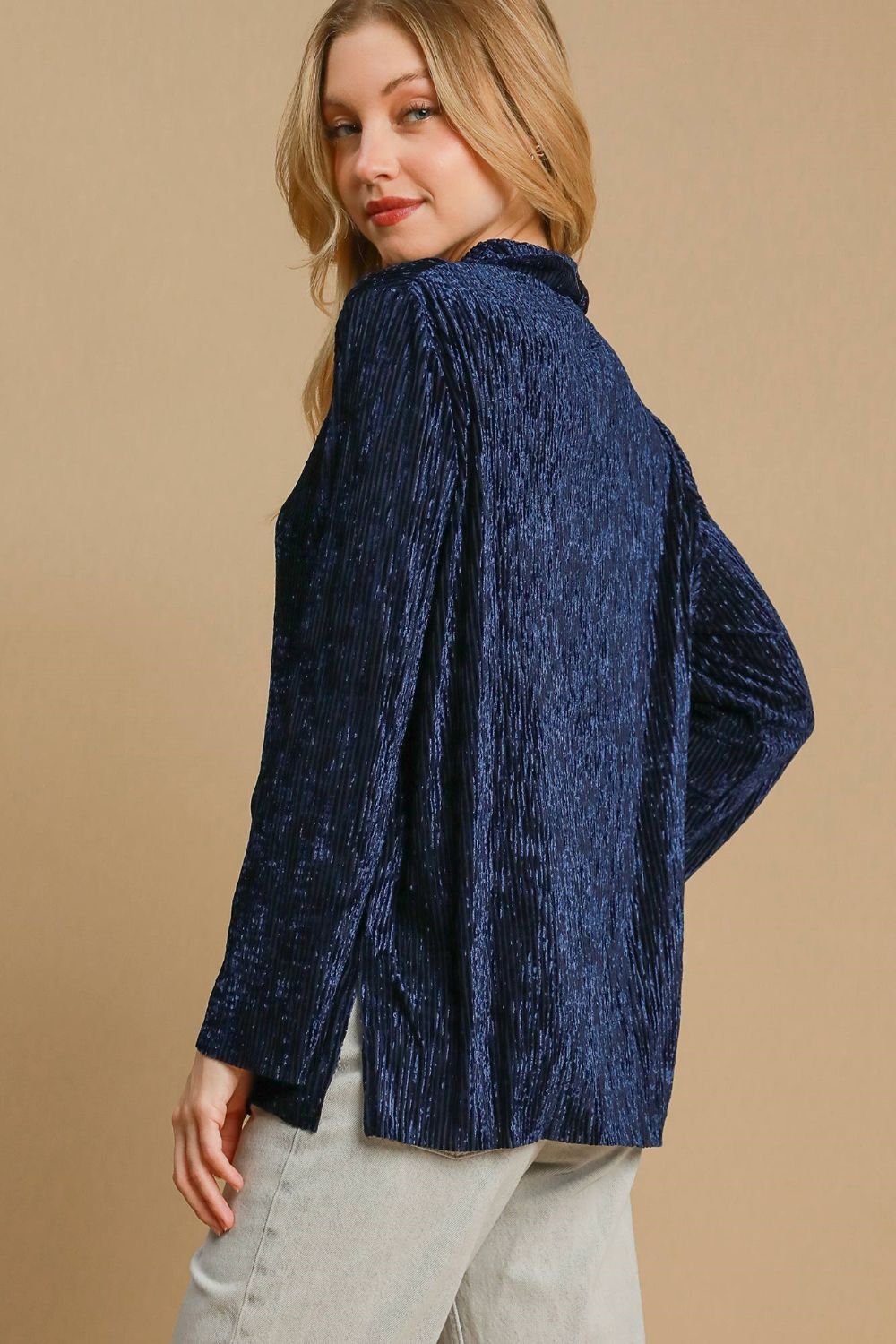 Umgee Side Slit Texture Button Up Shirt - Charming Charlie