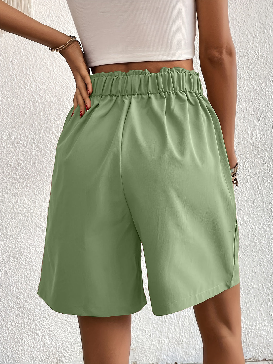 Pocketed Half Elastic Waist Shorts - Charming Charlie