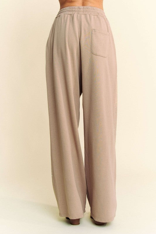 Davi & Dani Rhinestone Drawstring Wide Leg Pants - Charming Charlie