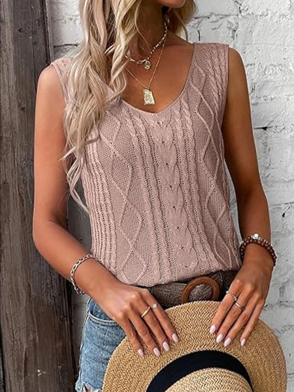 Cable-Knit V-Neck Sweater Vest - Charming Charlie