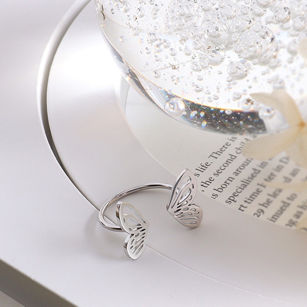Titanium Steel Butterfly Open Ring - Charming Charlie