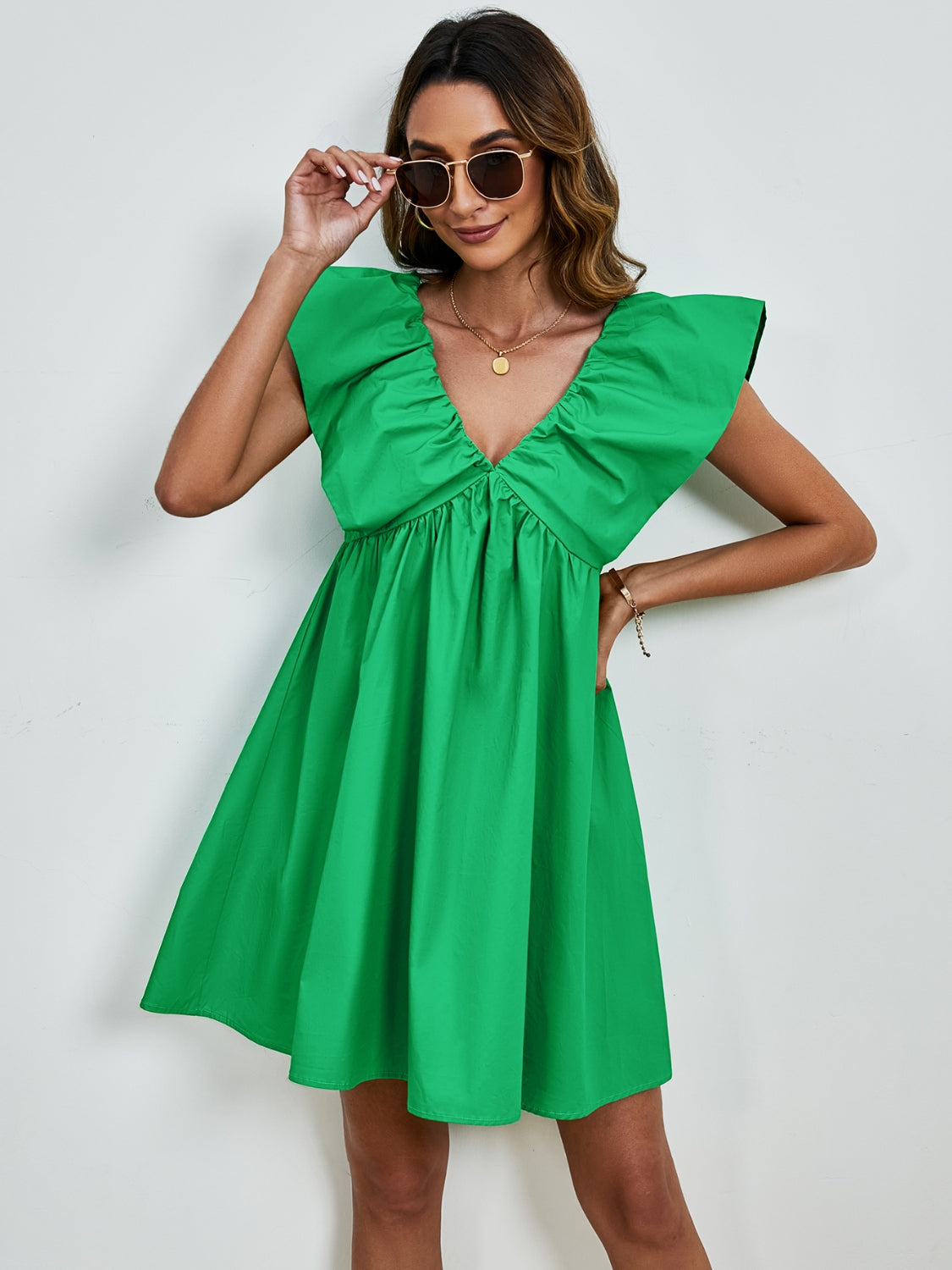 V-Neck Cap Sleeve Mini Dress - Charming Charlie