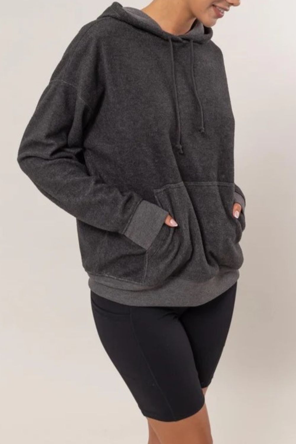 HYFVE Brushed Long Sleeve Hoodie with Kangaroo Pocket - Charming Charlie