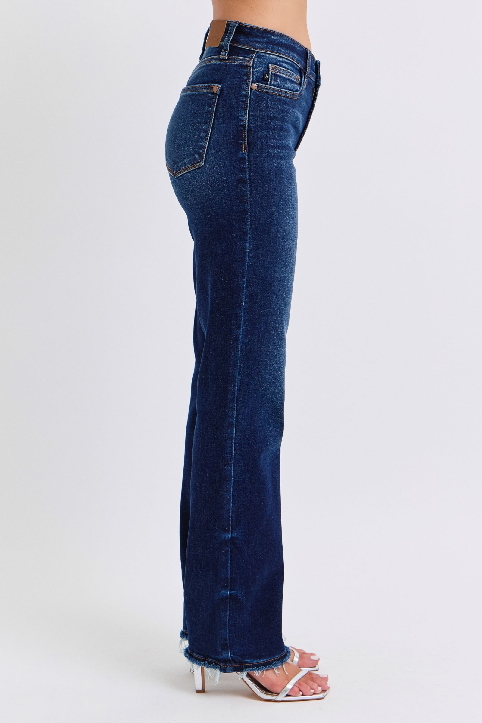 Judy Blue Full Size Raw Hem Straight Leg Jeans - Charming Charlie