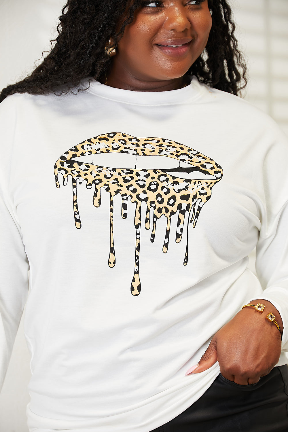 Simply Love Graphic Dropped Shoulder Round Neck Sweatshirt - Charming Charlie