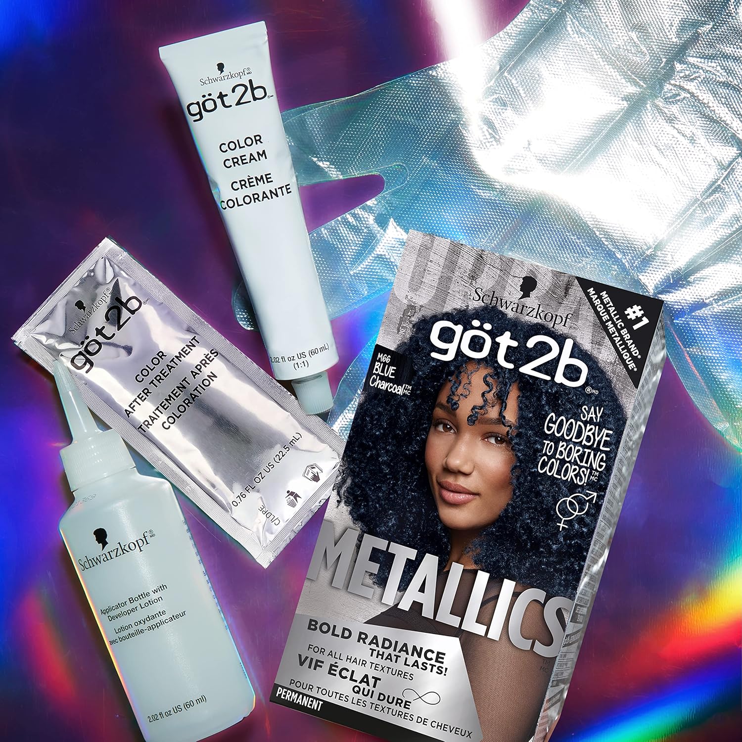 Got2B Metallics Permanent Hair Color, M66 Blue Charcoal - Charming Charlie