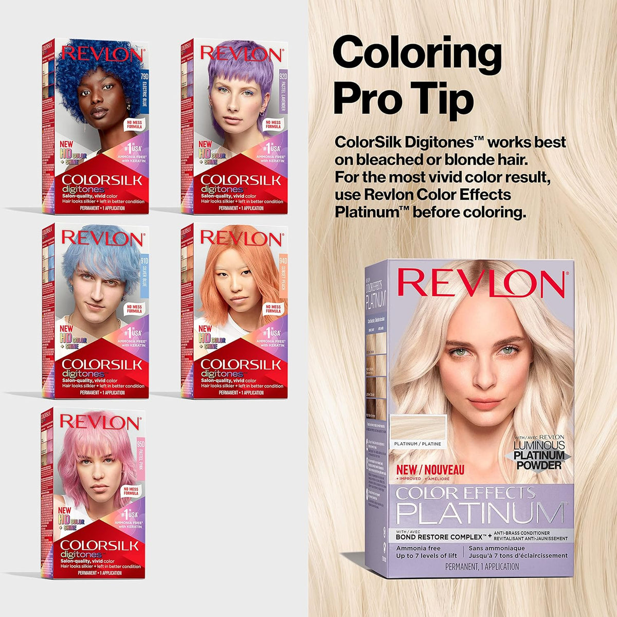 Revlon ColorSilk Digitones Permanent Hair Color with Keratin, 92D Pastel Lavender, 1 Count - Charming Charlie