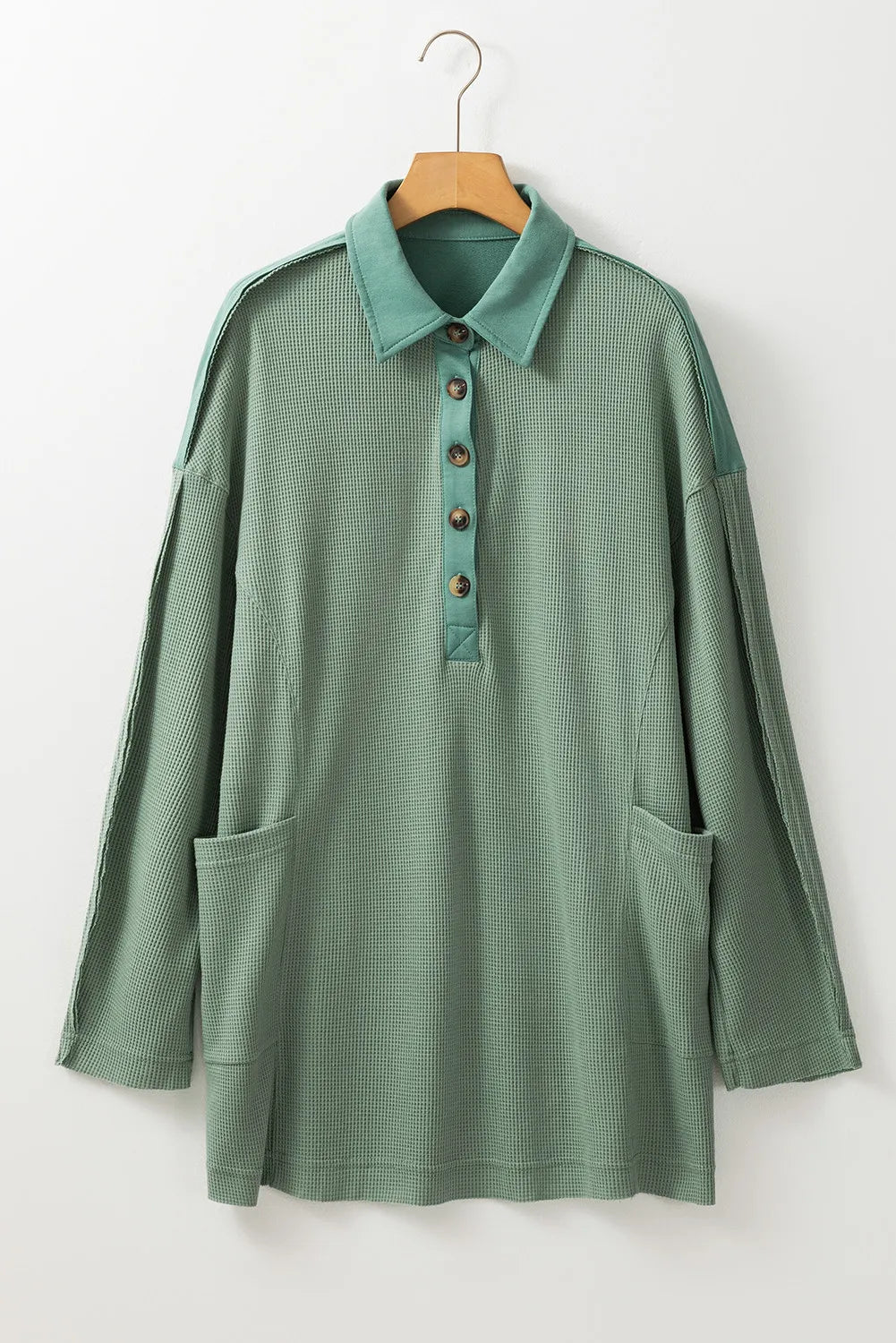 Half Button Long Sleeve Top - Charming Charlie