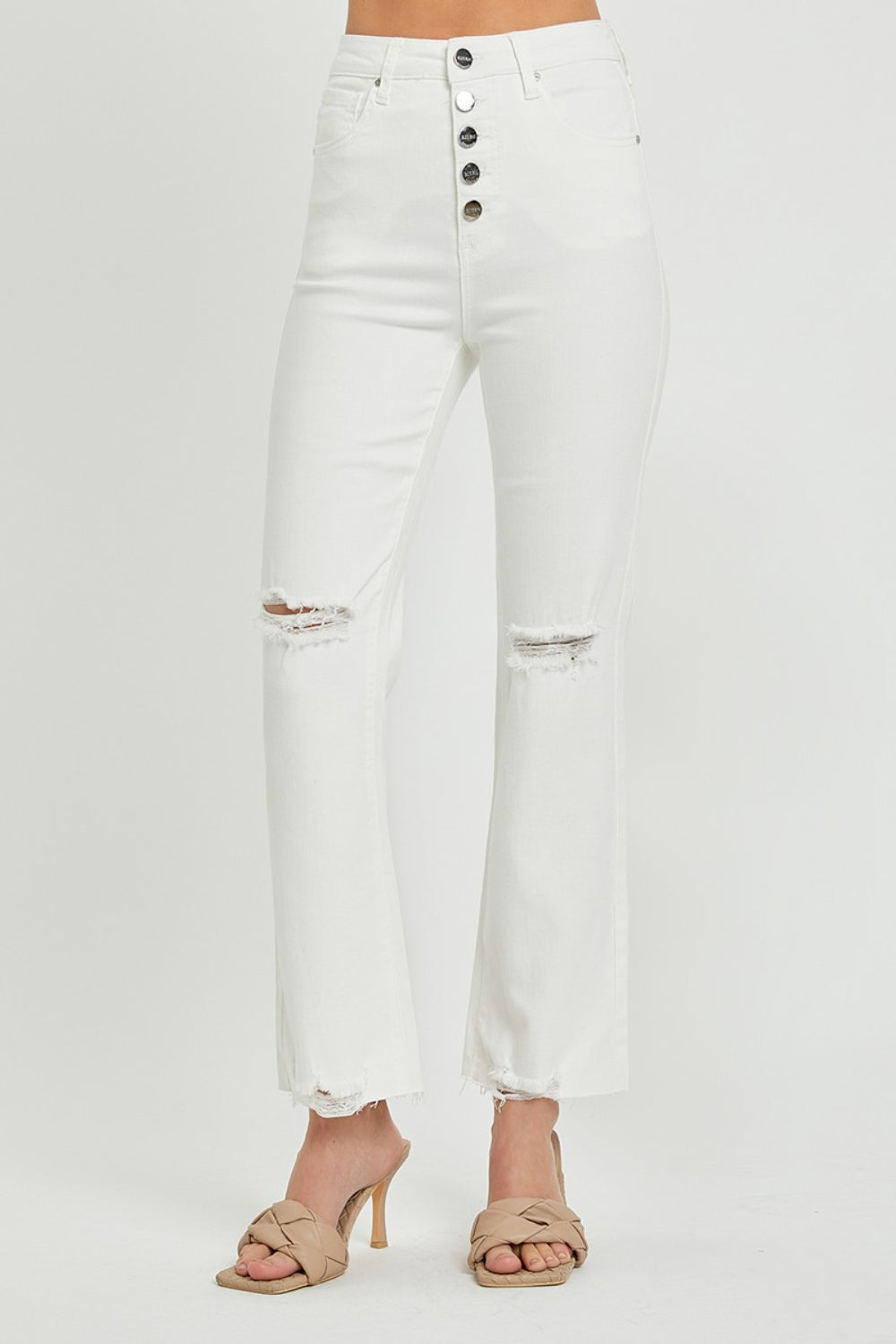 RISEN Full Size High Rise Button Fly Straight Ankle Jeans - Charming Charlie