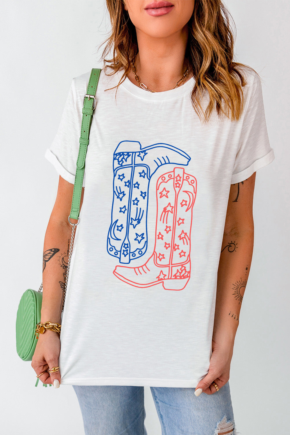 Boot Graphic Round Neck Short Sleeve T-Shirt - Charming Charlie