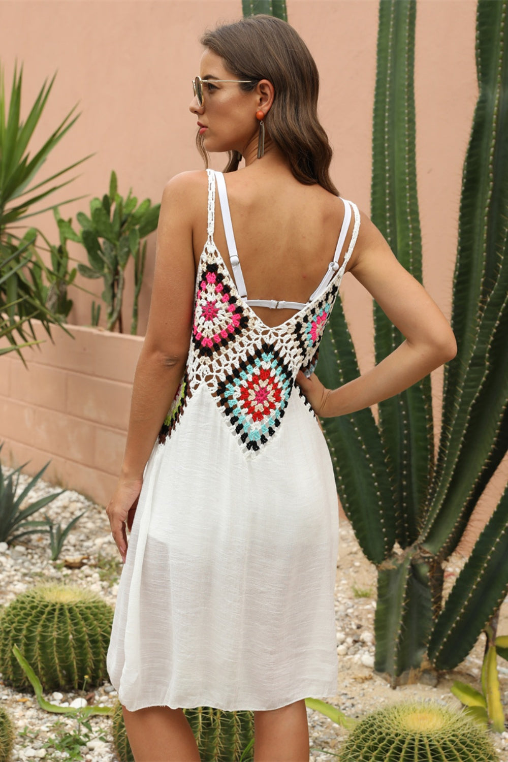 Geometric V-Neck Spaghetti Strap Cover Up Dress - Charming Charlie