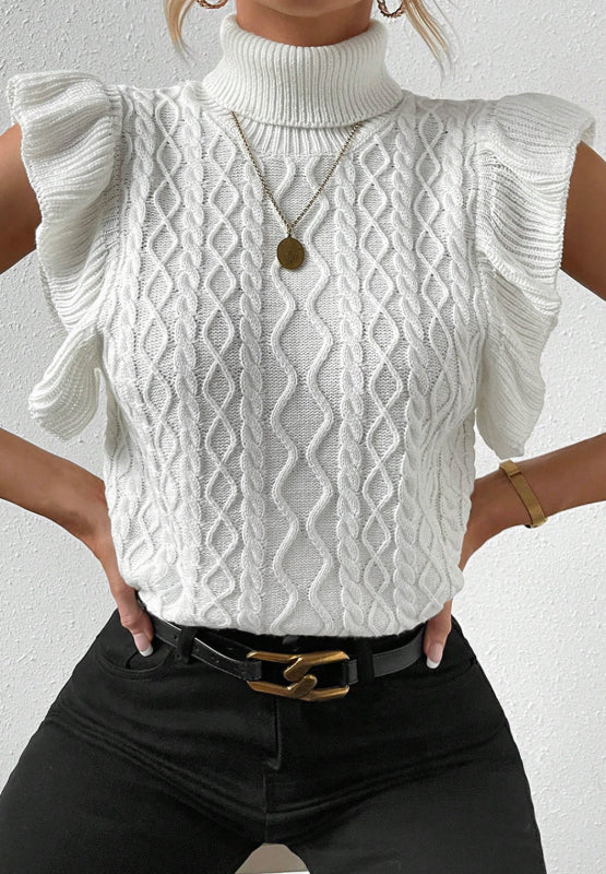 Cable-Knit Turtleneck Cap Sleeve Sweater - Charming Charlie