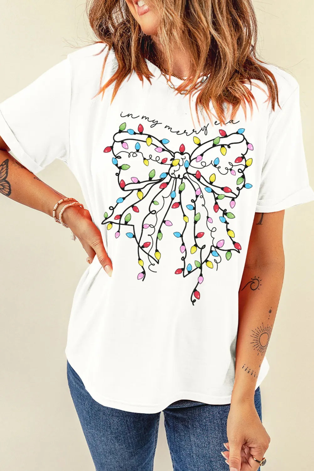 Full Size Bow Round Neck Short Sleeve T-Shirt - Charming Charlie