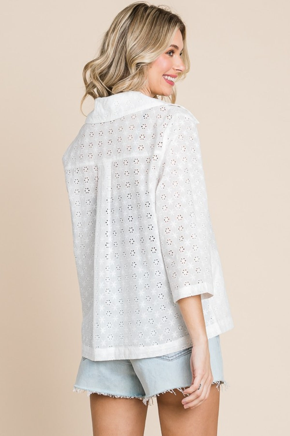 Culture Code Double Breasted Eyelet Jacket with Pockets - Charming Charlie