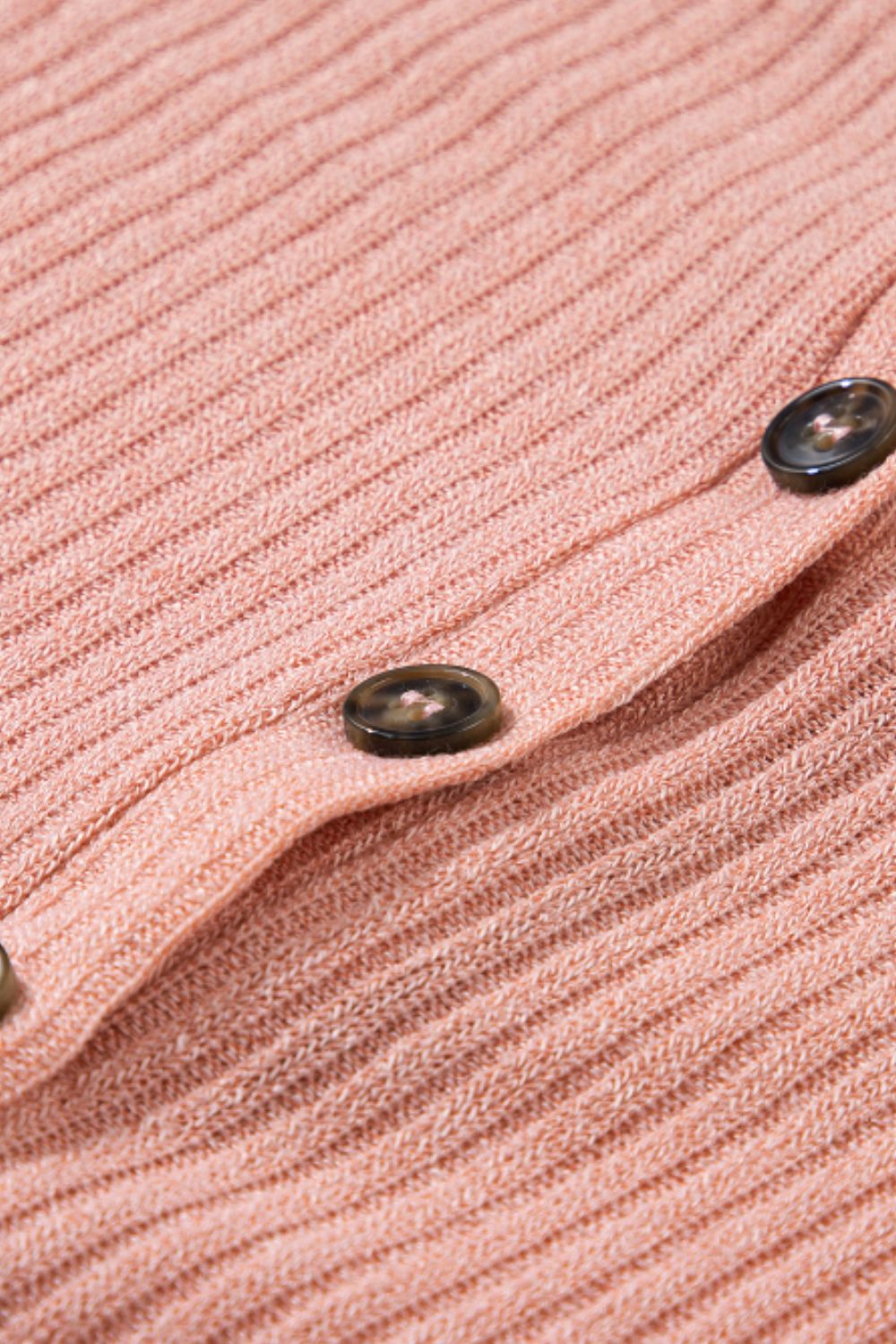 Quarter Button Round Neck Dropped Shoulder Knit Top - Charming Charlie