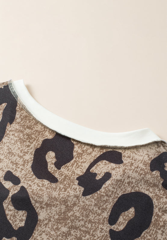 Leopard V-Neck Long Sleeve Blouse - Charming Charlie