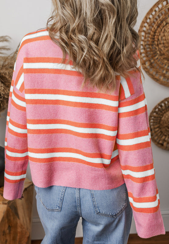 Striped Button Down Long Sleeve Cardigan - Charming Charlie