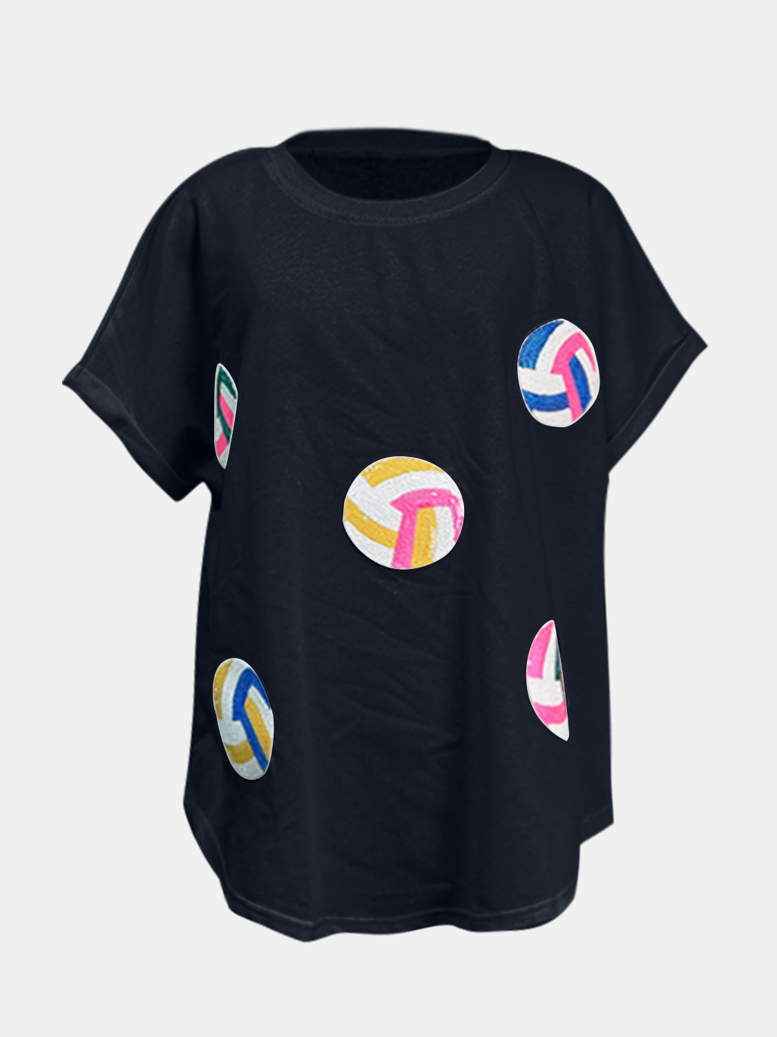 Sequin Round Neck Short Sleeve T-Shirt - Charming Charlie