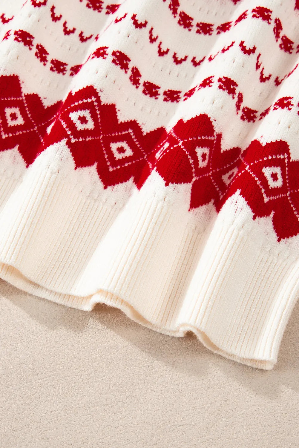 Geometric Round Neck Dropped Shoulder Sweater - Charming Charlie