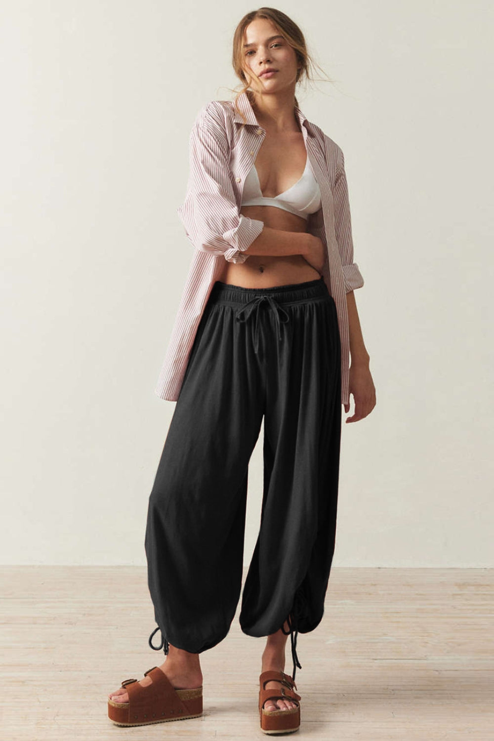 Drawstring Ruched Pants - Charming Charlie