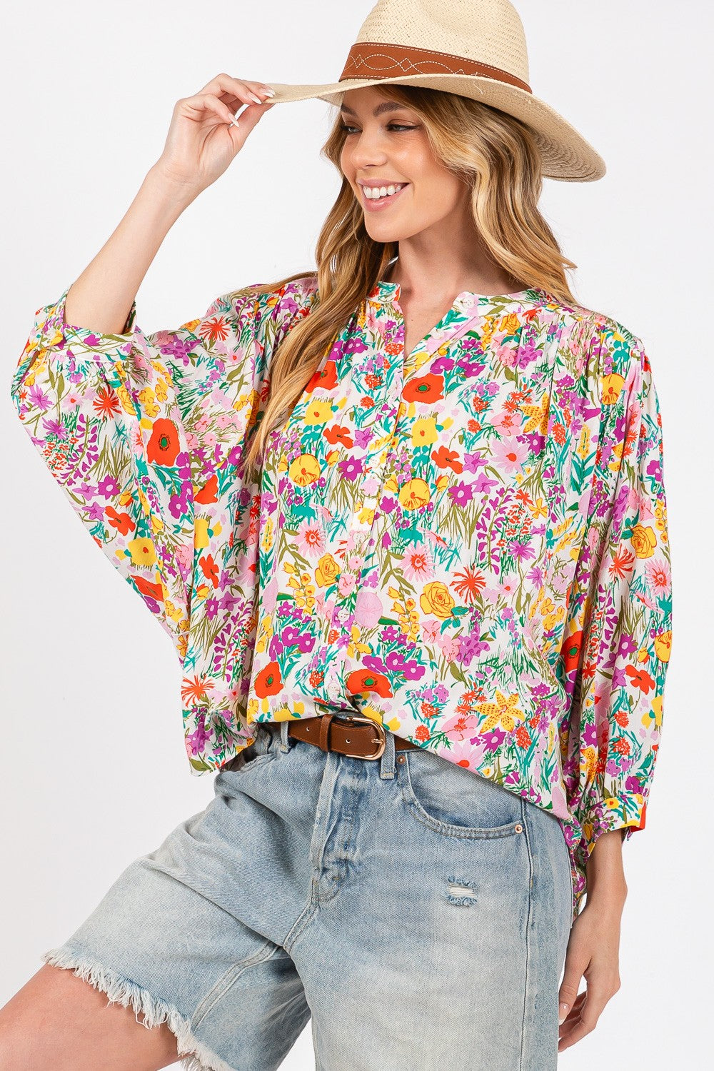 SAGE + FIG Button Down Floral Shirt - Charming Charlie