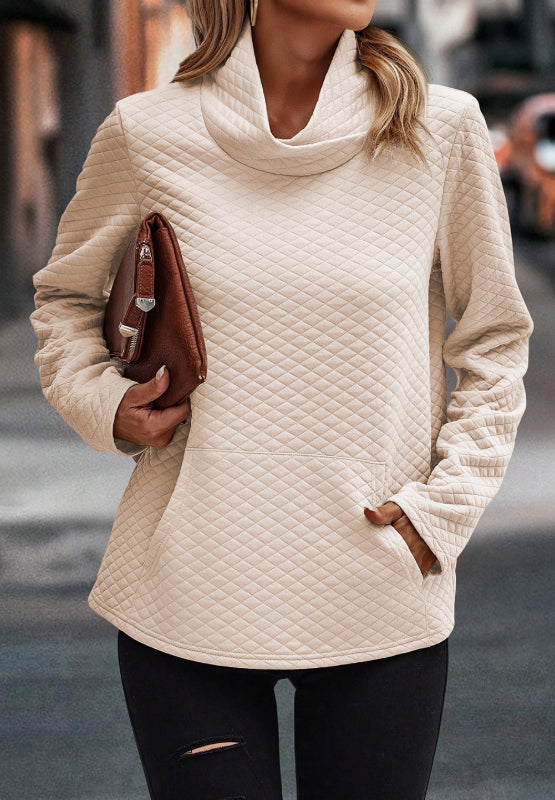 Textured Turtleneck Long Sleeve Sweatshirt - Charming Charlie