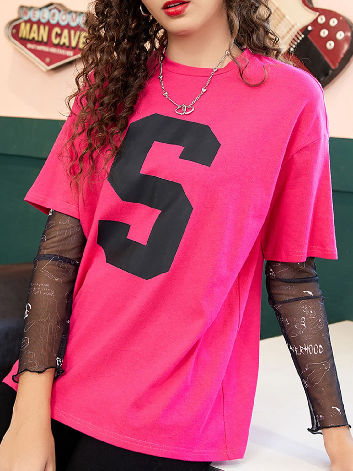 Letter Graphic Round Neck Half Sleeve T-Shirt - Charming Charlie