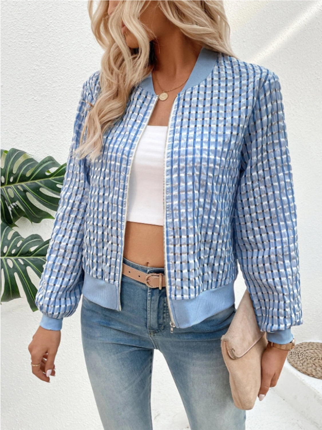 Zip Up Long Sleeve Jacket - Charming Charlie