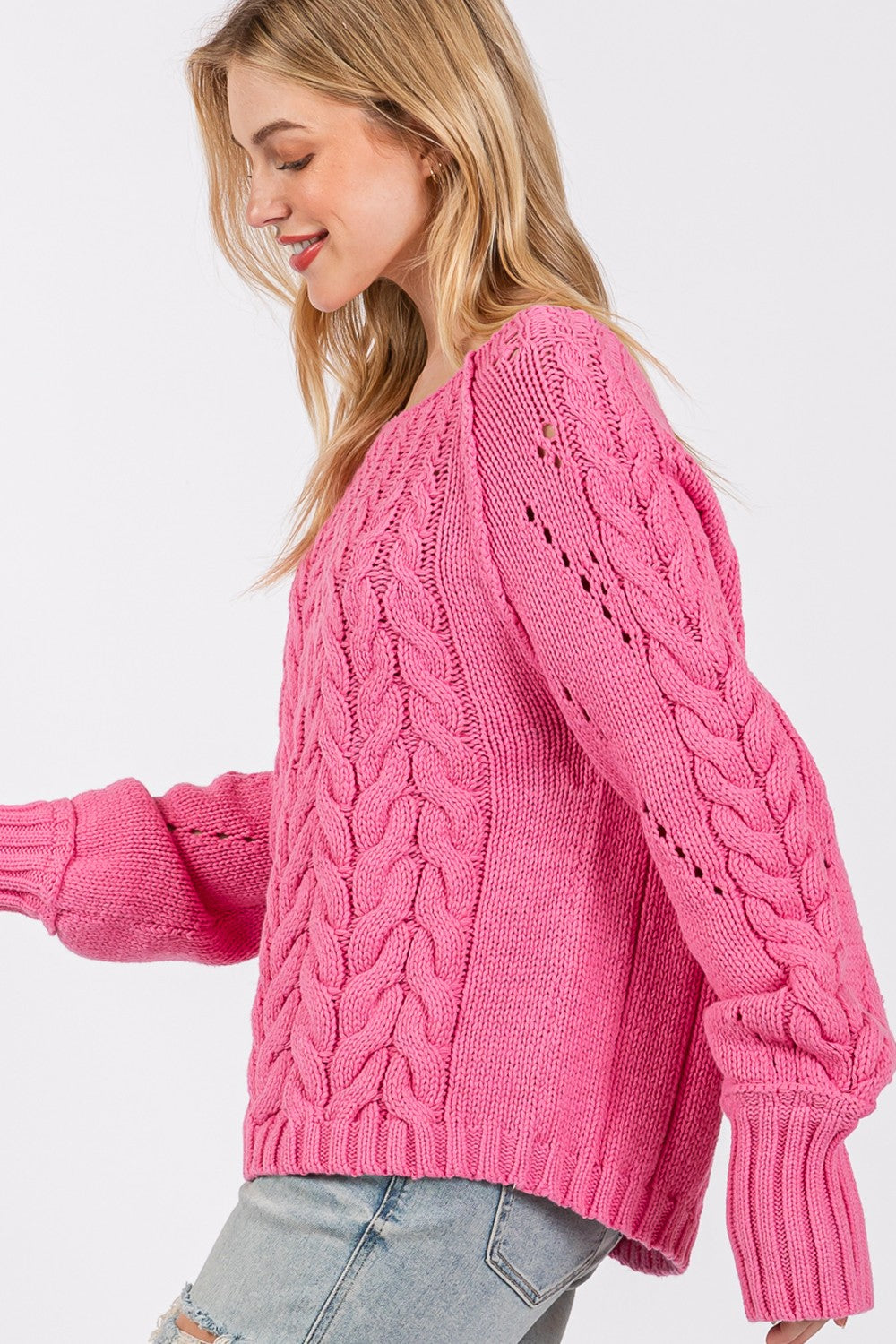 SAGE + FIG Cable-Knit Long Sleeve Sweater - Charming Charlie