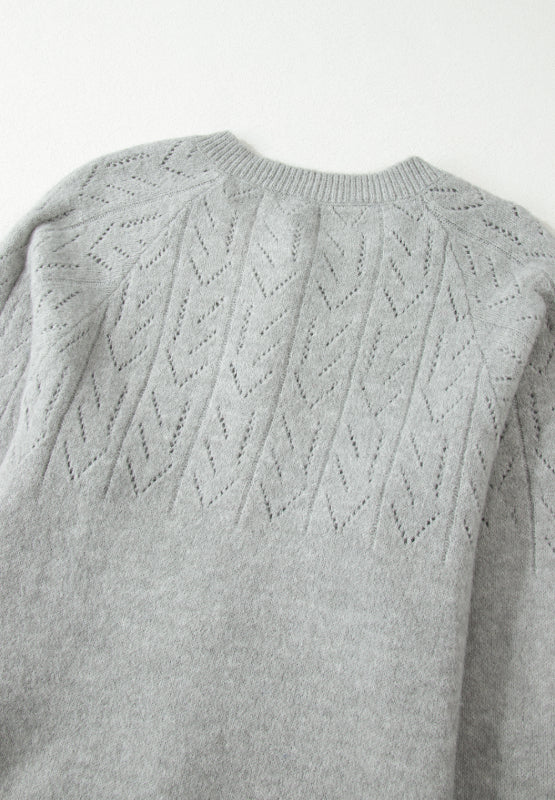 Openwork Button Down Long Sleeve Cardigan - Charming Charlie