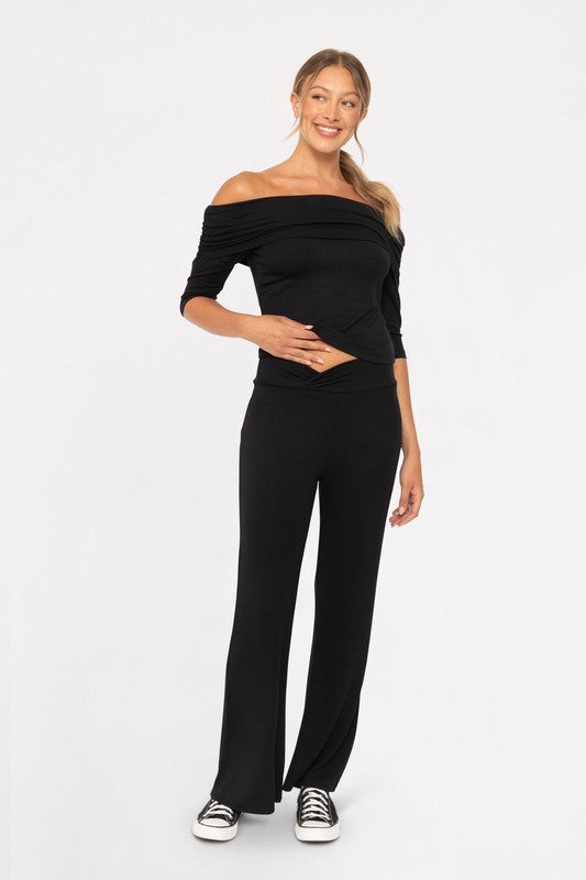 Mono B Cross Pleat Flare Pants - Charming Charlie