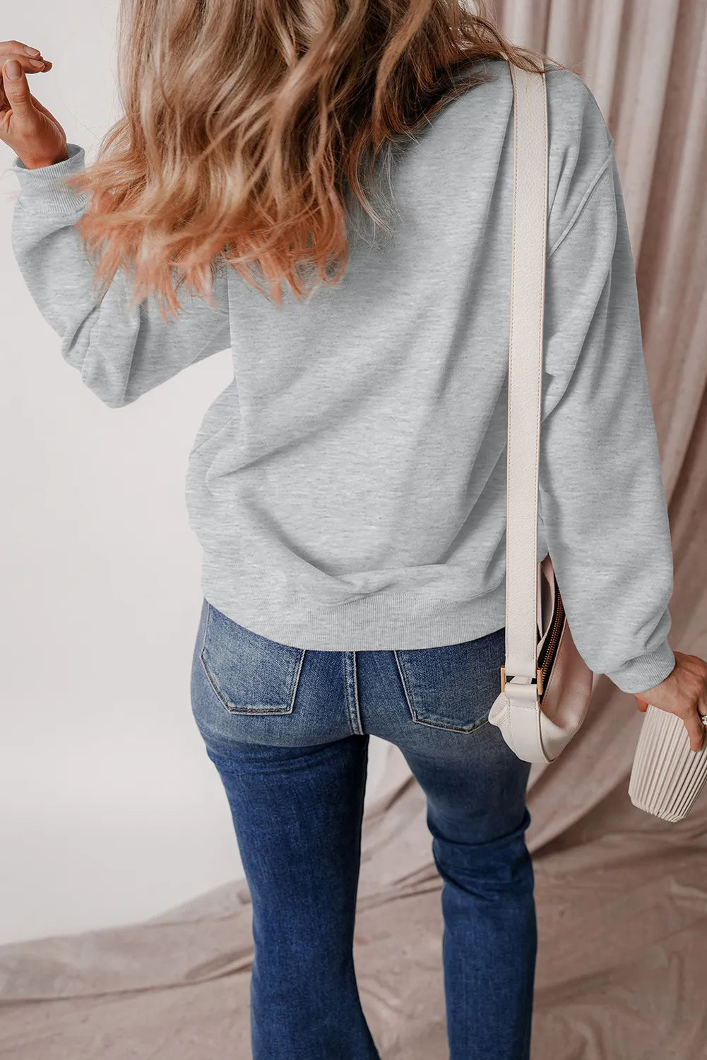 Graphic Round Neck Long Sleeve Sweatshirt - Charming Charlie