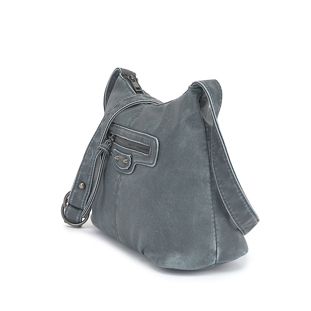 Washed Large Crossbody with Front Zip Pockets - Charming Charlie