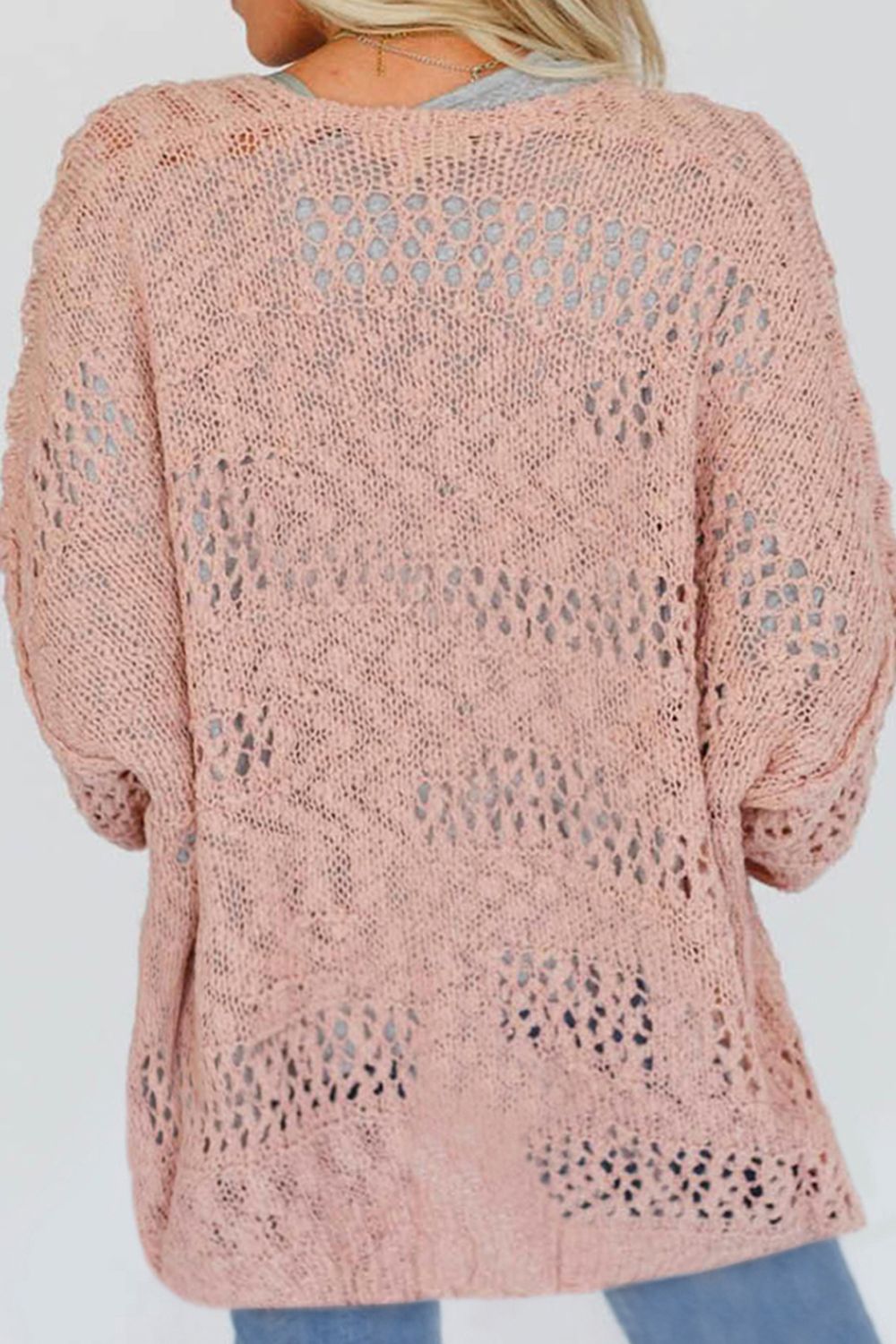 Openwork Open Front Long Sleeve Cardigan - Charming Charlie