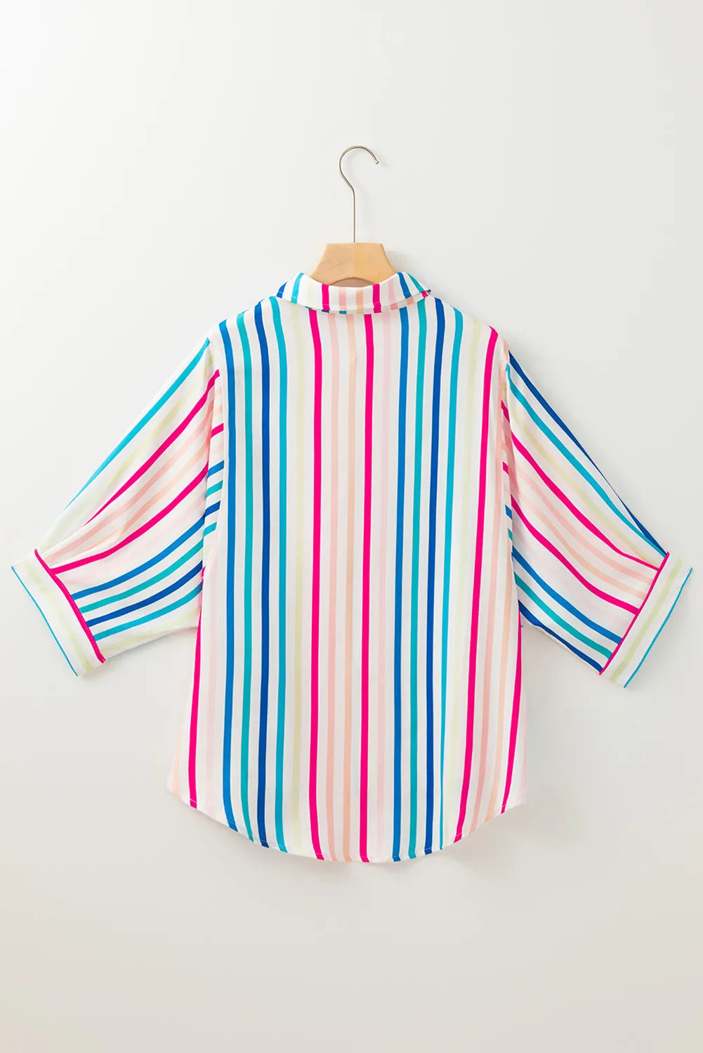 Contrast Stripes Collared Neck Button Up Shirt - Charming Charlie