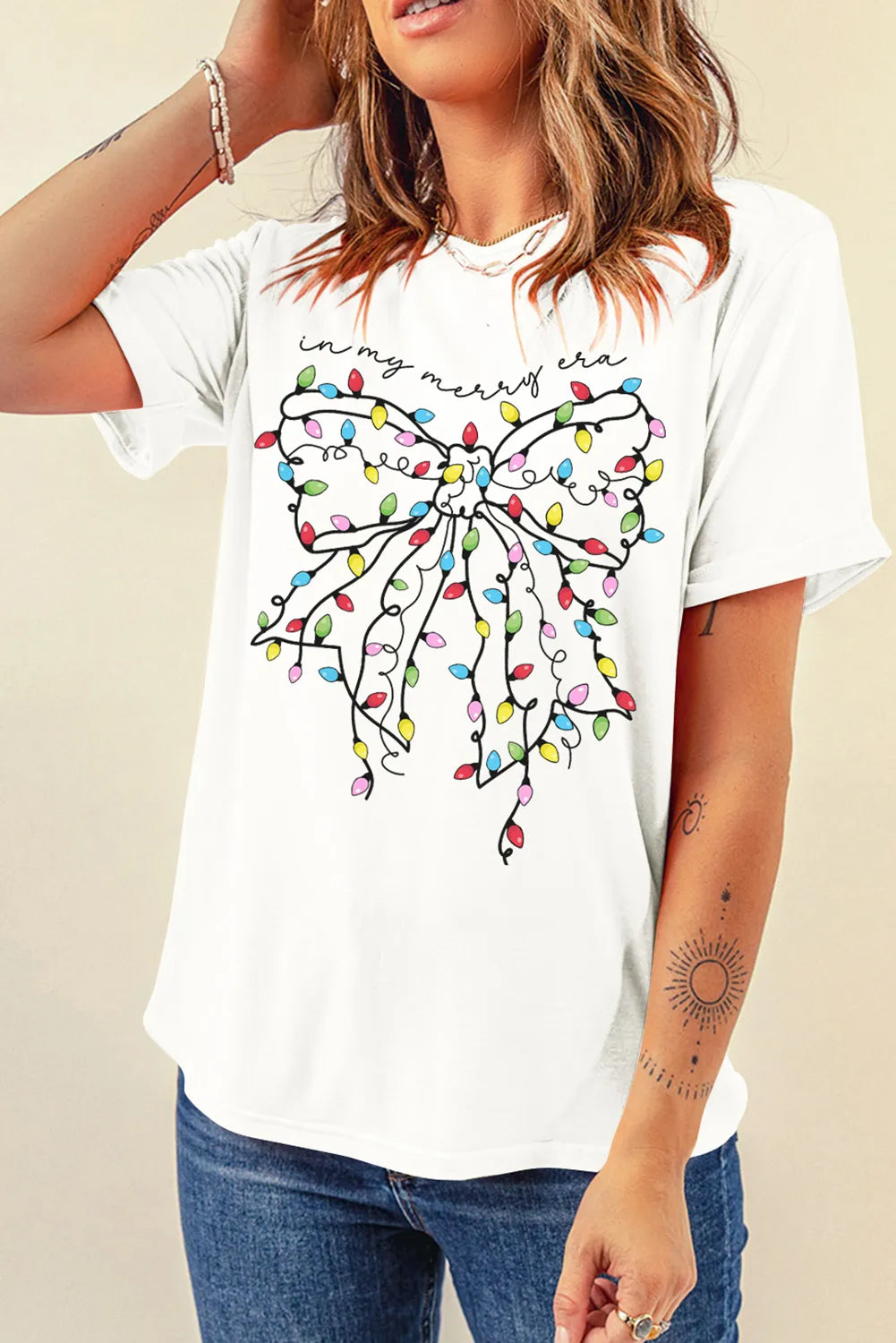Full Size Bow Round Neck Short Sleeve T-Shirt - Charming Charlie